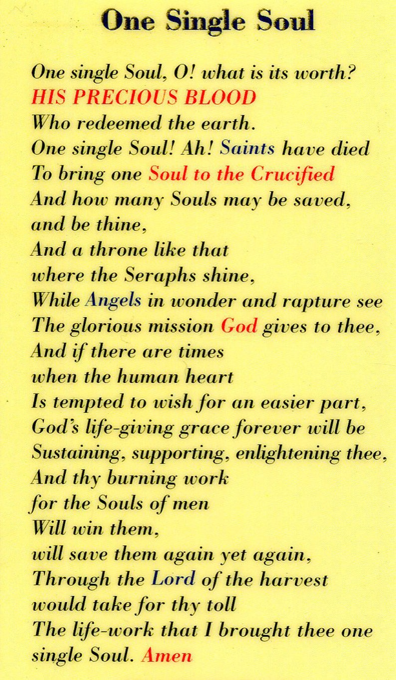 One Single Soul N - Holy Card - Prayer Card -pack of 25 - Etsy
