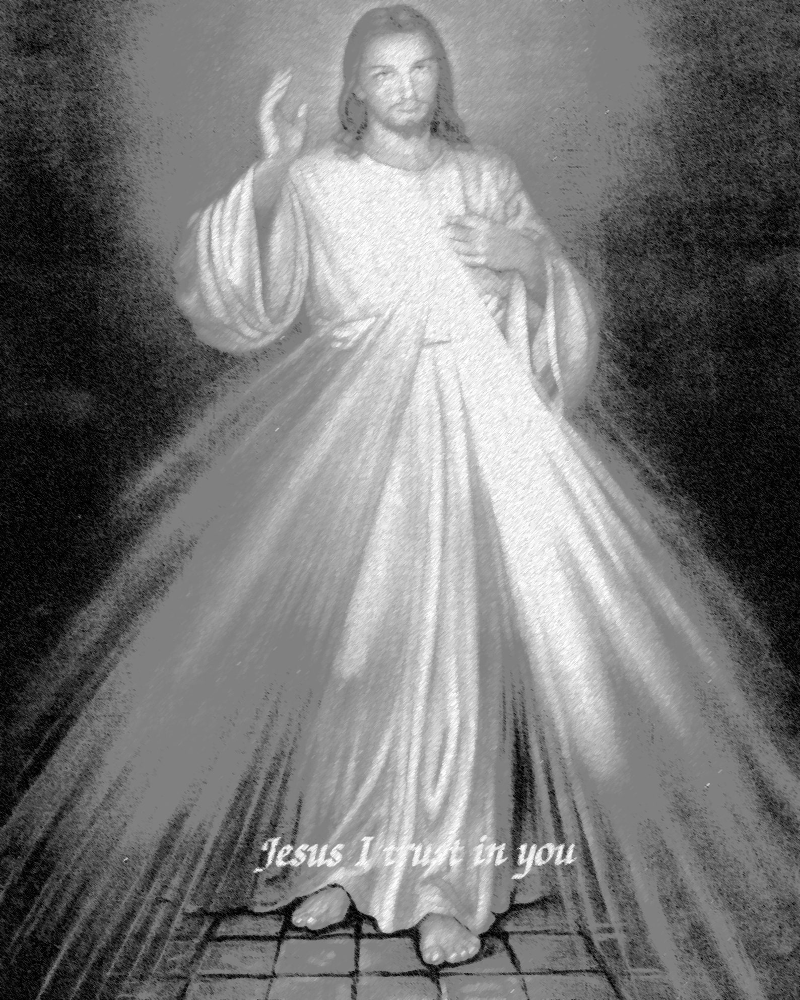 Divine Mercy B Chalk and Charcoal effect Catholic picture | Etsy