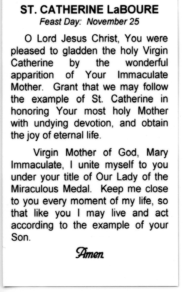 ST. CATHERINE LABOURE Holy card Prayer card Pack of 25 | Etsy