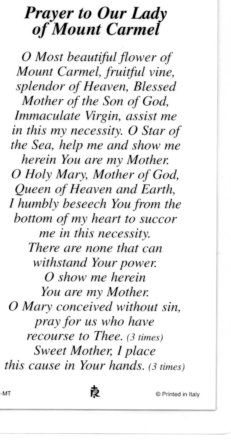 Our Lady of Mt. Carmel 1 - Holy Card - Prayer Card -pack of 25 - Etsy