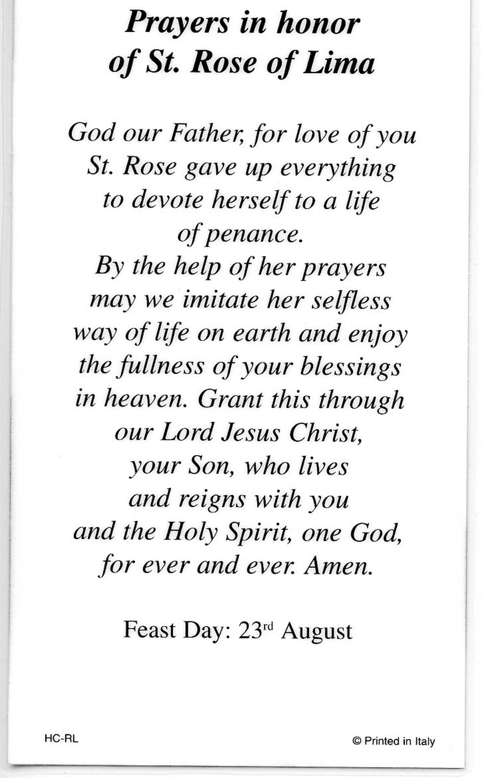 St. Rose Of Lima Relic Holy card Blessed by Pope Francis Etsy