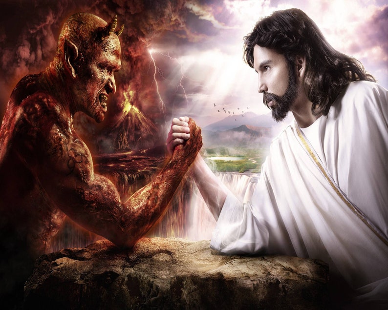 SATAN & CHRIST  Catholic picture  print image 0