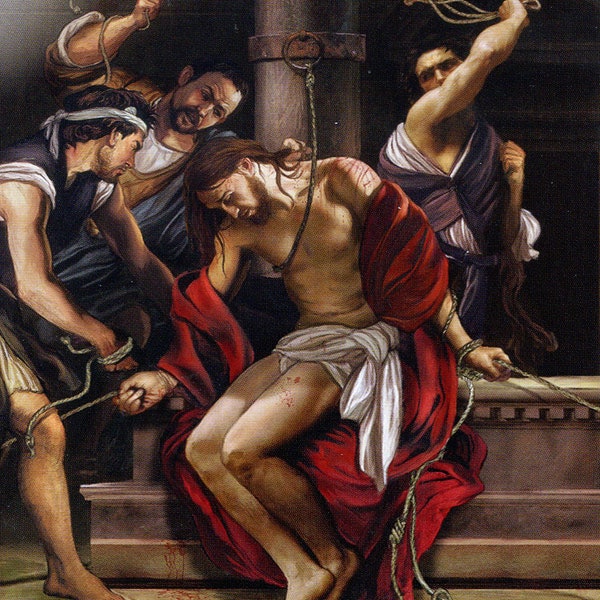 Jesus Wandbild an der Säule T - katholisches Bild - Print