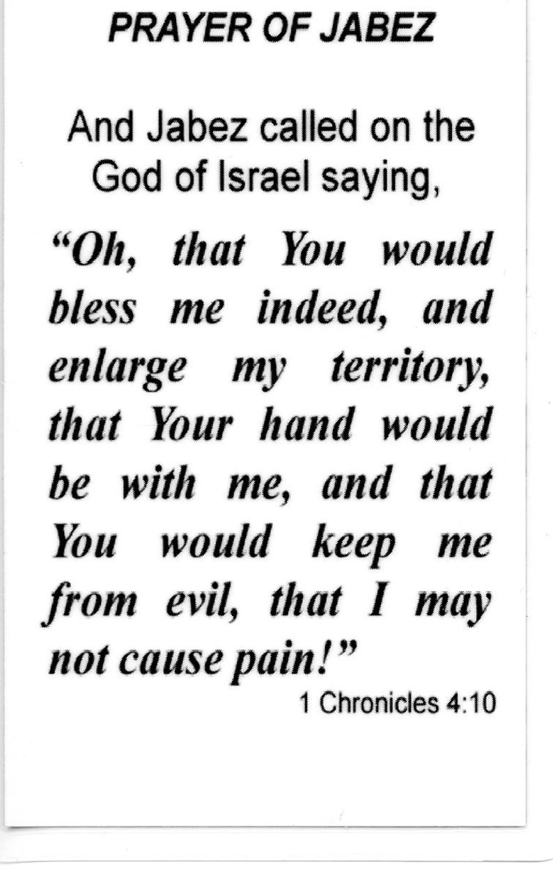 PRAYER OF JABEZ Holy Card Prayer Card pack of 25 Etsy