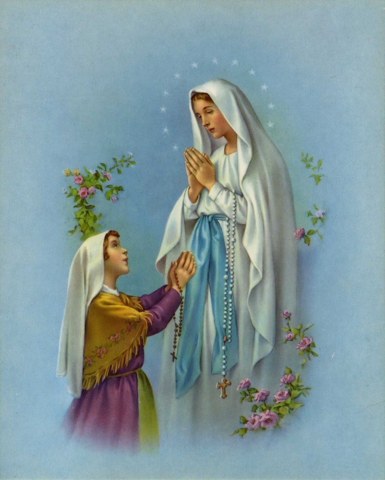 Our Lady of Lourdes Catholic Picture Print Etsy