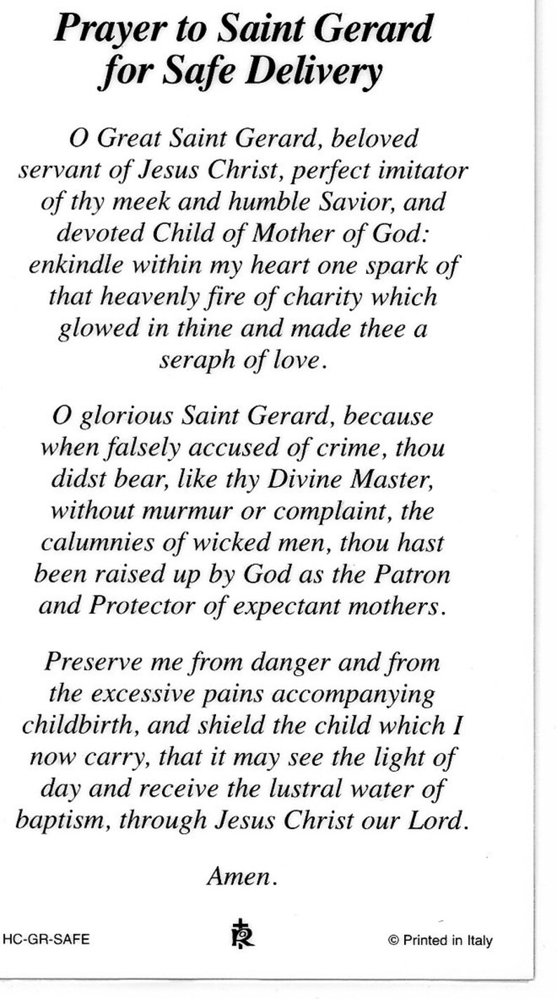 St. Gerard Prayer for A Safe Delivery Relic Holy Card Etsy
