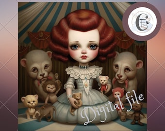 Blythe doll picture circus digital file, Digital art, PNG, Wall Art, doll collector art, Digital art download, File art doll