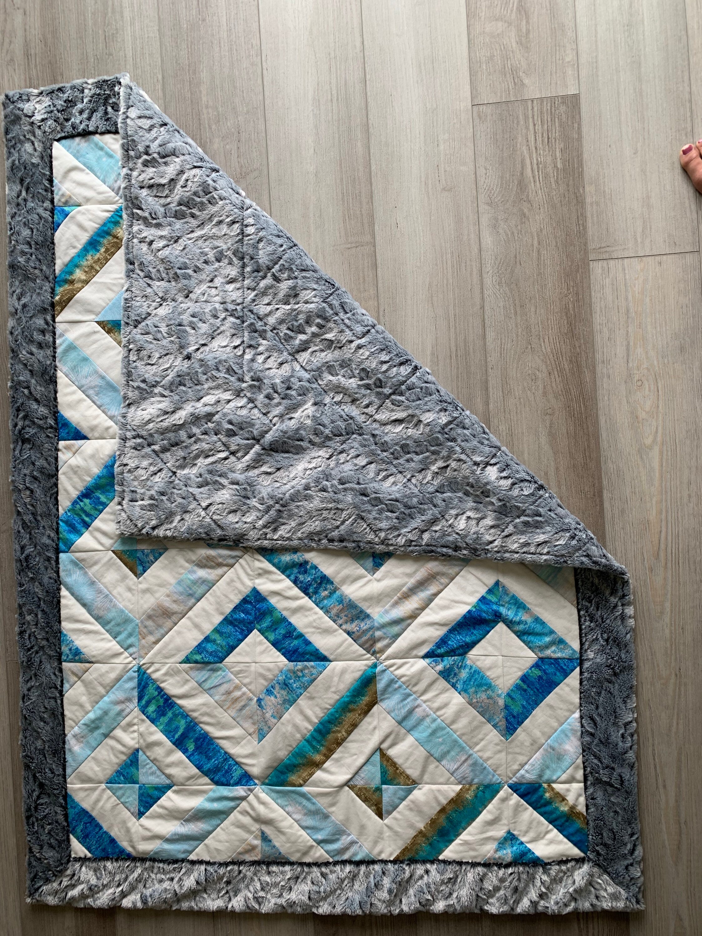 FAUX FUR QUILT handmade throw geometric Etsy