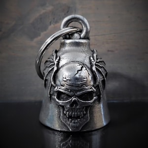Skull Batwing Bravo Bells, Ride Bell, Biker Gift, Good Luck Charm
