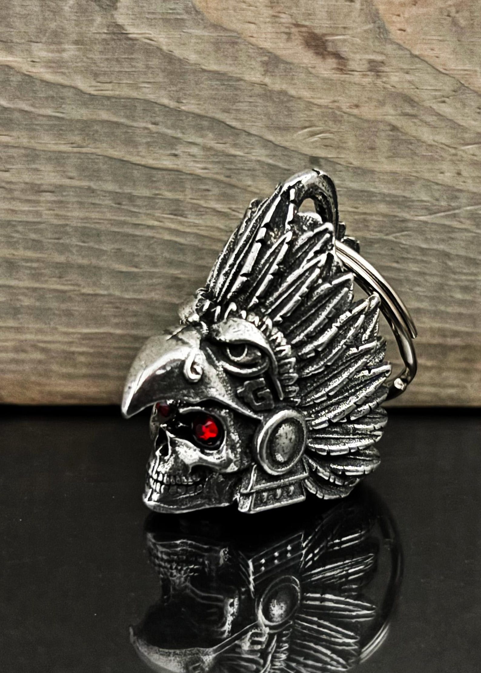 Aztec Eagle Warrior Skull Ride Bell Red Diamonds Motorcycle Accessories ...