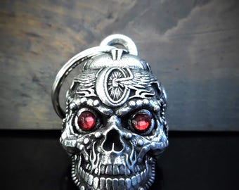 Motorhead Skull Diamond Bravo Bells, Ride Bell, Biker Gift, Good Luck Charm