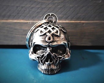 Celtic Skull Bravo Bells, Ride Bell, Biker Gift, Good Luck Charm