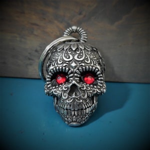 Sugar Skull Diamond Bravo Bells, Ride Bell, Biker Gift, Good Luck Charm