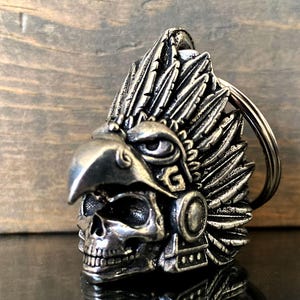 Aztec Warrior Skull Ride Bell Tillverkad i USA Bravo Bells Lycka till Motorcykeltillbehör