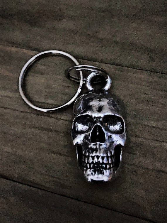 Human Skull Keychain, Handmade Metal Cranium Charm in Pewter -  Denmark