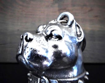 Pitbull Ride Bell: Pewter Biker Good Luck Charm