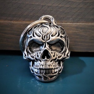 Flame Skull Bravo Bells, Ride Bell, Biker Gift, Good Luck Charm