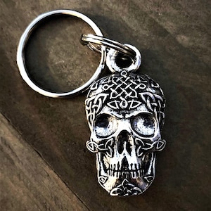 Celtic Skull Pewter Keychain Charm