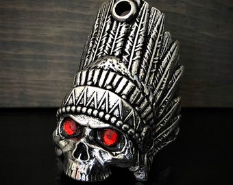 Indian Skull Diamond Bravo Bells, Ride Bell, Biker Gift, Good Luck Charm