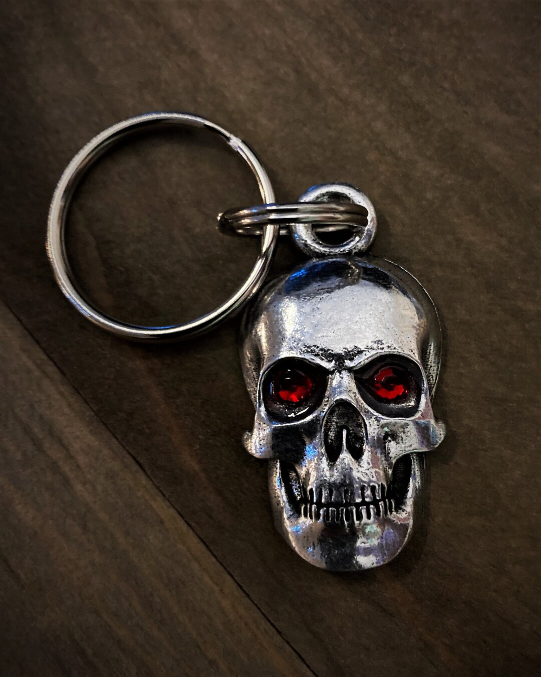 Evil Skull Diamond Pewter Keychain Charm - Etsy