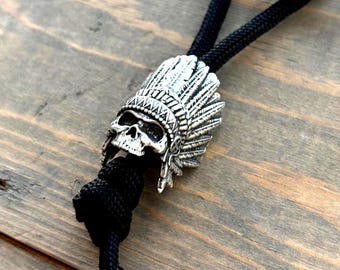 Indian Skull Paracord Bead Made in USA Lanyard Knife Bead