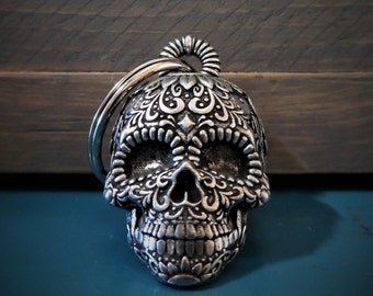 Sugar Skull Bravo Bells, Ride Bell, Biker Gift, Good Luck Charm