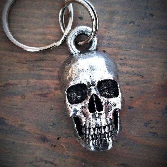 Pewter Skull Keychain: Gothic Charm, USA Made - Etsy