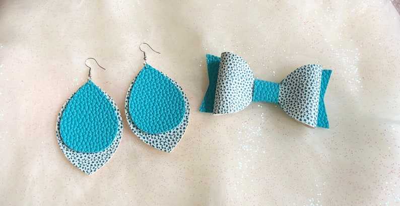 Mothers Day Gift Faux Leather Earrings Girls Hair Bow Mother and Daughter Sets