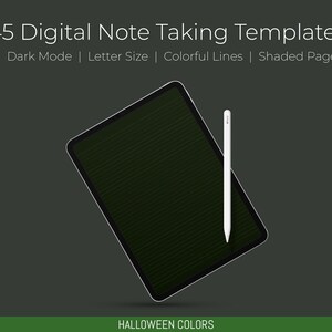 Halloween Digital Note Taking Templates: Dark Mode, Letter Size (PDF)