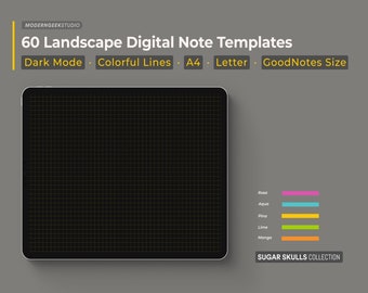 Sugar Skulls Dark Mode Digital Note Templates: iPad College Notebook (PDF)