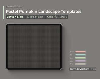 Pastel Pumpkins Letter Size Note Taking Templates: Dark Mode (PDF)