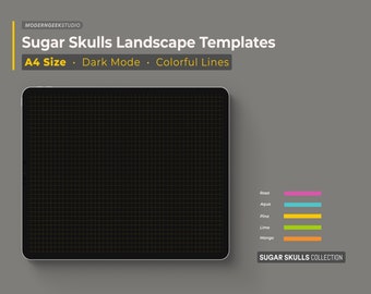 Sugar Skulls Dark Mode Note-Taking Templates: A4 Landscape (PDF)