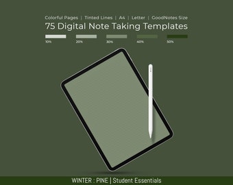 Pine Green Digital Note Taking Templates: Goodnotes, Notability (PDF)