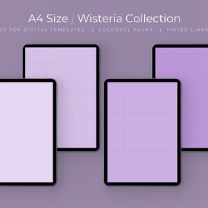 Lavender Digital Note Taking Templates: A4 Cornell, Grid, Lined, Dotted (PDF)