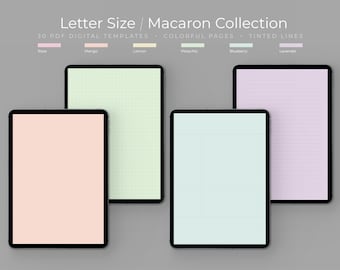 30 Pastel Rainbow Digital Note Taking Templates | Letter Size | PDF | Students | College Notebook Paper