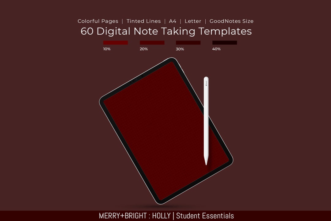 Good Notes Red Notebook Paper Holly Red Digital Note Taking Templates: Goodnotes, Notability (PDF) - Etsy