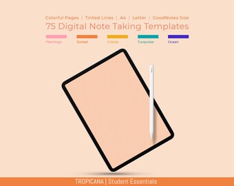 Tropical Color Digital Note Taking Templates: Goodnotes, Notability (PDF)