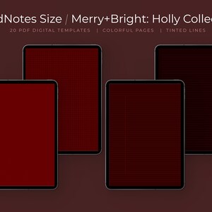 20 Holly Red Color Digital Note Taking Templates | GoodNotes Size | Notability | PDF | Students | College Notebook Paper