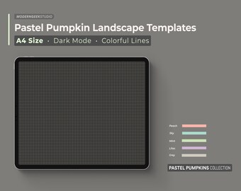 Pastel Pumpkin A4 Note Templates: Dark Mode, Colorful Lines (PDF)