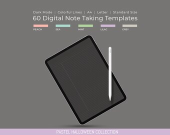 Pastel Halloween Digital Note Taking Templates: Dark Mode (PDF)