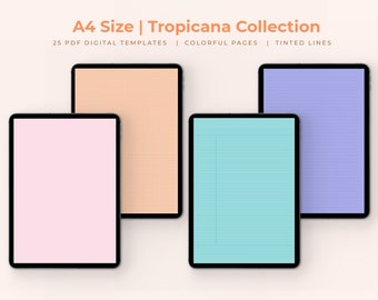 25 Tropical Color Digital Note Taking Templates | A4 Size | PDF | Students | College Notebook Paper