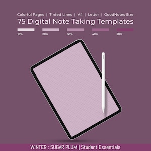 75 Sugar Plum Colorful Digital Note Taking Templates | Goodnotes | A4 + Letter Size | Notability | PDF | Students | College Notebook Pages