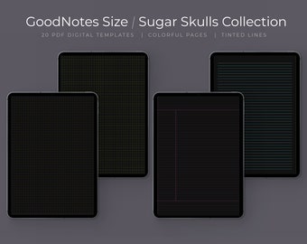 Sugar Skulls Dark Mode Digital Note Taking Templates for GoodNotes (PDF)