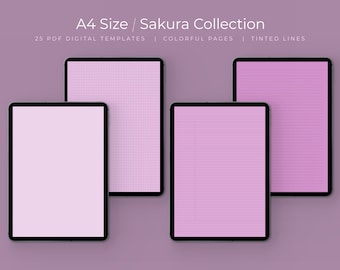 Sakura Pink Digital Note Paper: A4 Templates for GoodNotes (PDF)