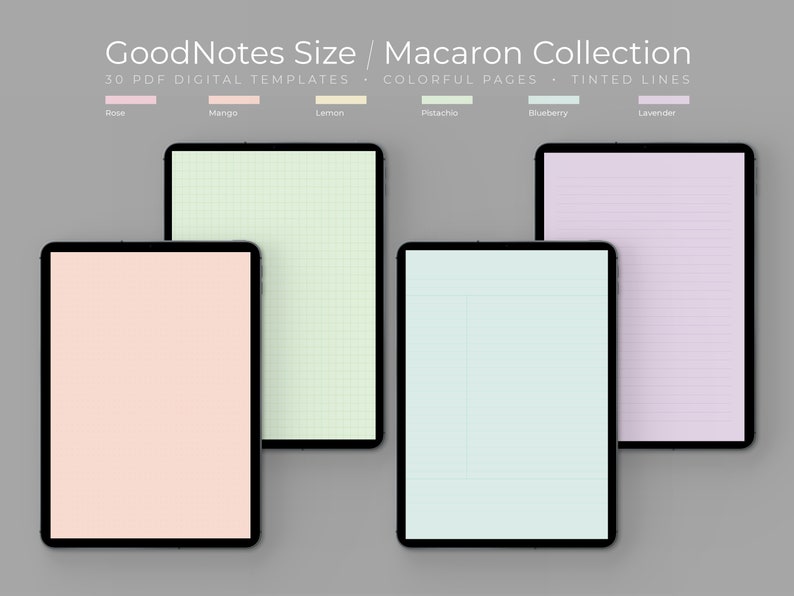 30 Pastel Rainbow Digital Note Taking Templates | GoodNotes Size | PDF | Students | College Notebook Paper