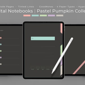 Digital Notebook Set 5 Pack | Pastel Dark Mode Colors | GoodNotes | Digital Paper Templates | iPad | Hyperlinked PDF