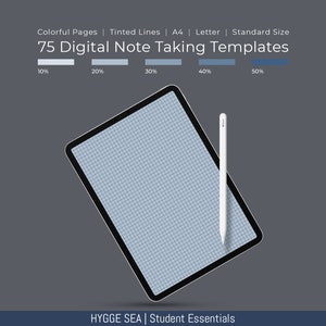 75 Sea Blue Digital Note Taking Templates | Goodnotes | Notability | PDF | iPad | A4 | Students | College Notebook Pages