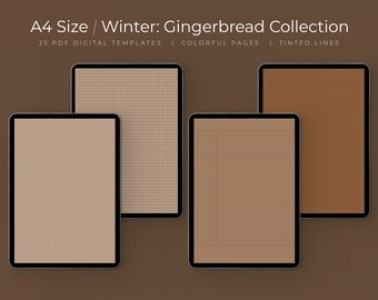 Gingerbread Digital Note Taking Templates: A4 Size, Lined, Grid, Dotted (PDF)