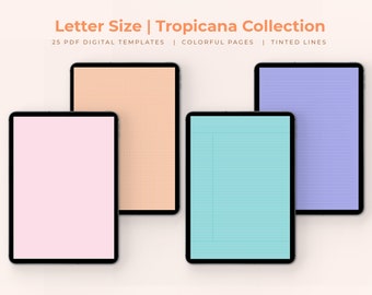 Tropical Color Digital Note Taking Templates: Letter Size (PDF)