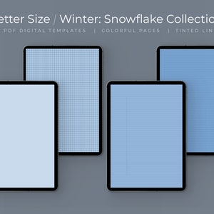 25 Winter Snowflake Blue Digital Note Taking Templates / Tamaño carta / Notabilidad / GoodNotes / PDF / Estudiantes / Papel de cuaderno universitario